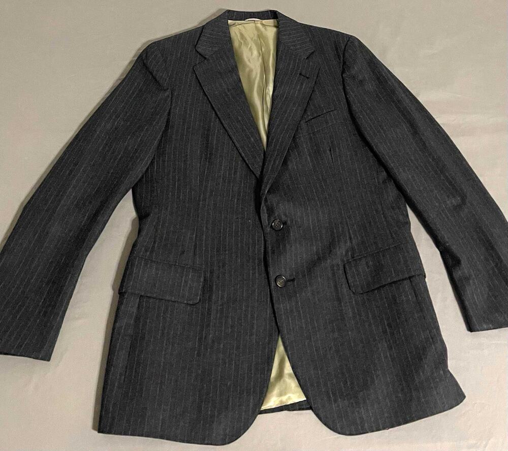 Polo University Club Ralph Lauren Wool Suit 42 32x27 Gray Pinstripe USA